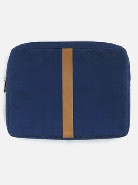 Coach Navy Laptop Sleeve with Tan Center Stripe